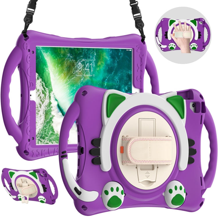 Cute Cat King Kids Shockproof EVA Protective Case with Holder & Shoulder Strap & Handle, For iPad 9.7 2018 / 2017 / Air / Air 2 / Pro 9.7