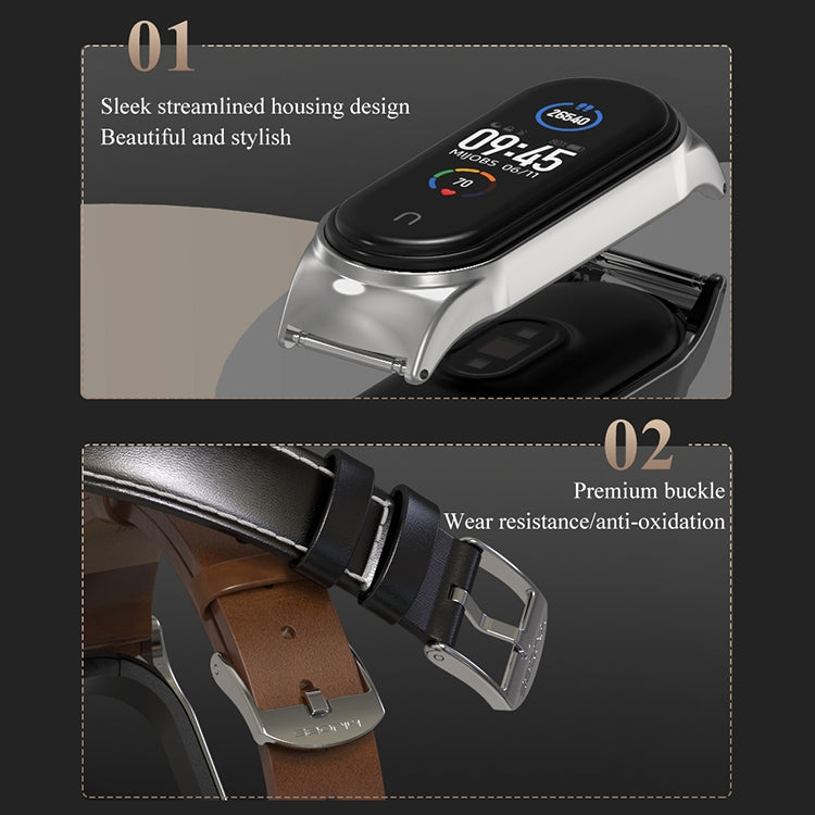 For Xiaomi Mi Band 6 / 5 CS Microfiber Leather Replacement Watchband