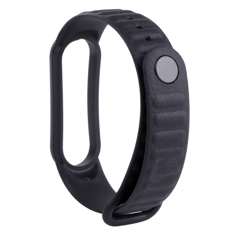 For Xiaomi Mi Band 6 / 5 Universal Silicone Leather Texture Watch Band(Black)