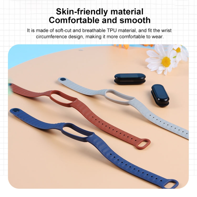 For Xiaomi Mi Band 6 / 5 Universal Silicone Leather Texture Watch Band(Black)