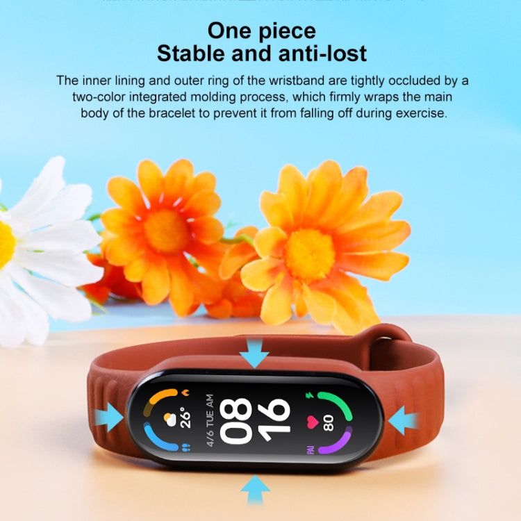 For Xiaomi Mi Band 6 / 5 Universal Silicone Leather Texture Watch Band(Black)