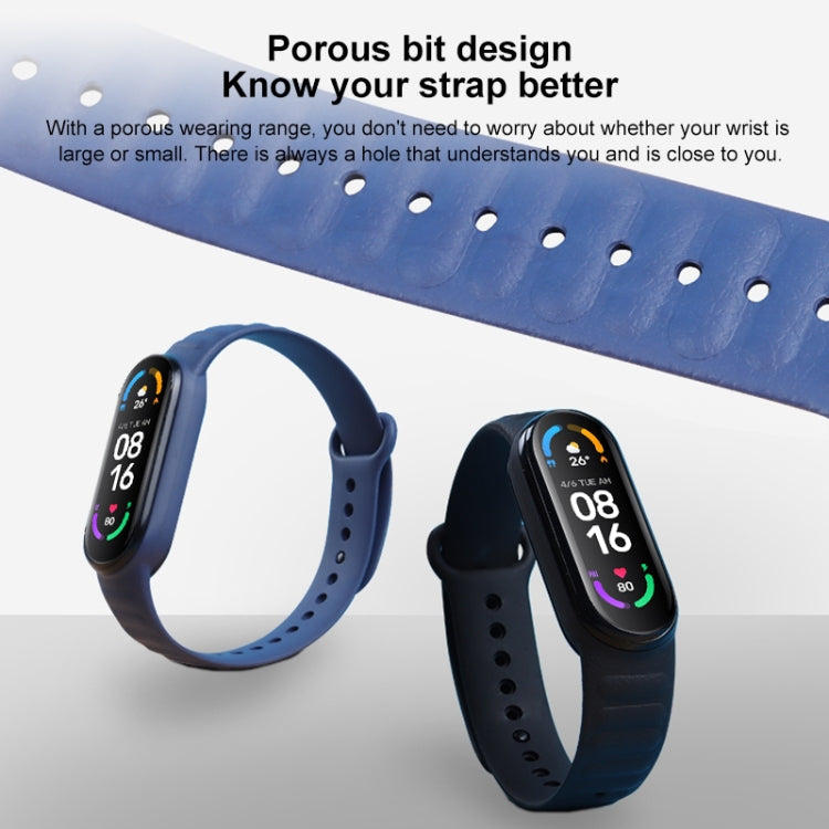 For Xiaomi Mi Band 6 / 5 Universal Silicone Leather Texture Watch Band(Black)