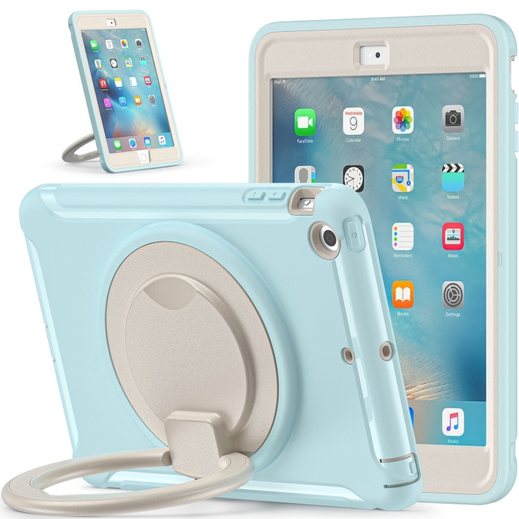 Shockproof TPU + PC Protective Case with 360 Degree Rotation Foldable Handle Grip Holder & Pen Slot For iPad mini 3 / 2 / 1(Ice Crystal Blue)