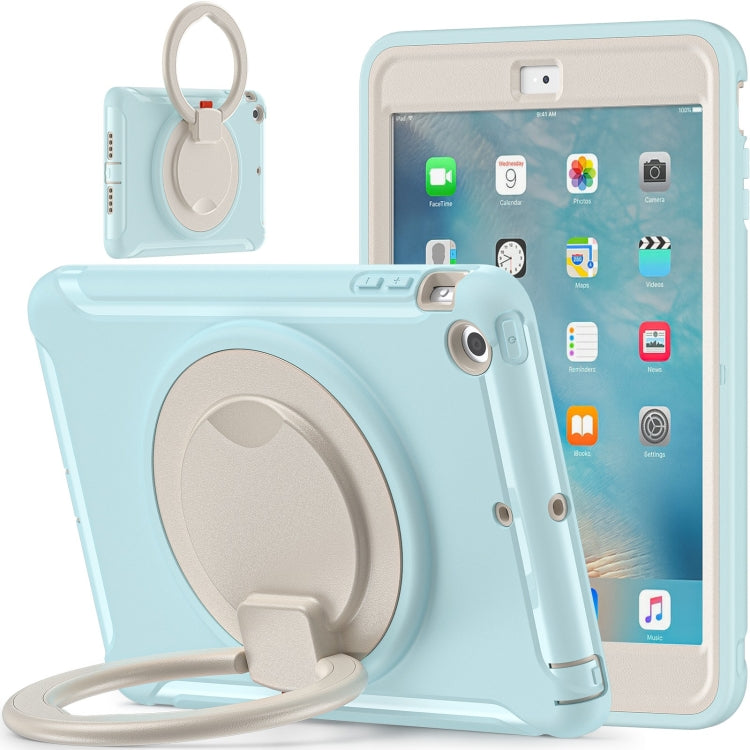 Shockproof TPU + PC Protective Case with 360 Degree Rotation Foldable Handle Grip Holder & Pen Slot For iPad mini 3 / 2 / 1(Ice Crystal Blue)