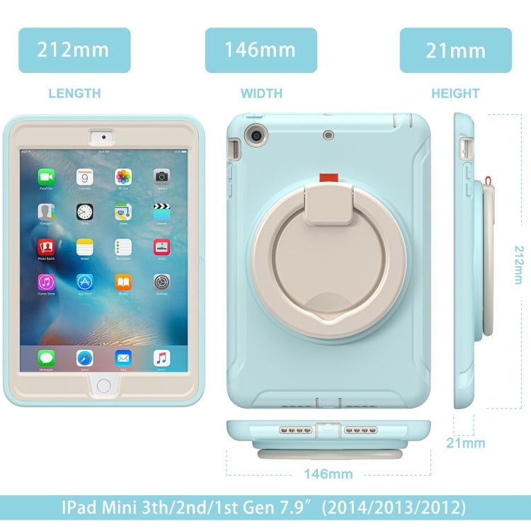 Shockproof TPU + PC Protective Case with 360 Degree Rotation Foldable Handle Grip Holder & Pen Slot For iPad mini 3 / 2 / 1(Ice Crystal Blue)