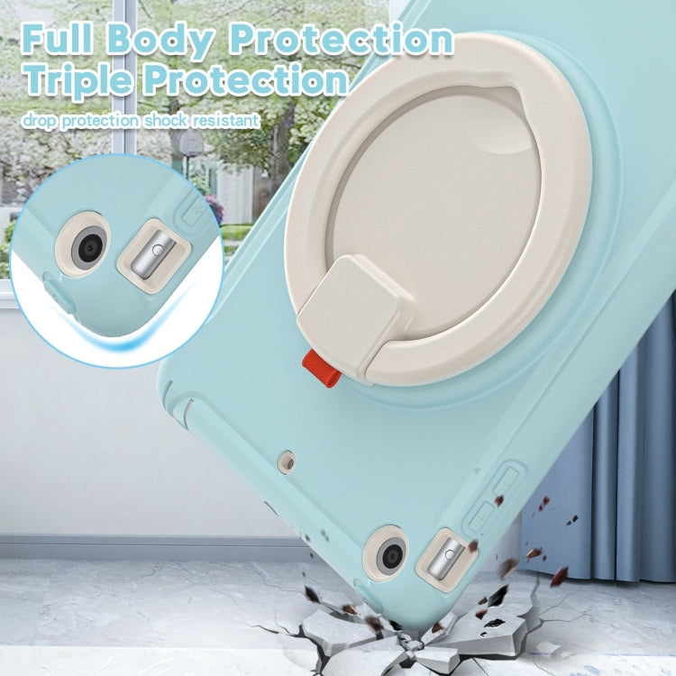 Shockproof TPU + PC Protective Case with 360 Degree Rotation Foldable Handle Grip Holder & Pen Slot For iPad mini 3 / 2 / 1(Ice Crystal Blue)