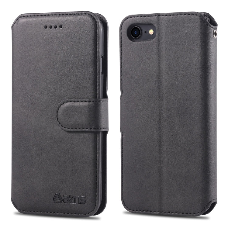 For iPhone 7 / 8 AZNS Calf Texture Magnetic Horizontal Flip PU Leather Case with Holder & Card Slots & Photo Frame(Black)