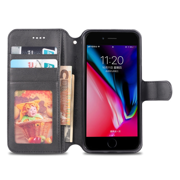 For iPhone 7 / 8 AZNS Calf Texture Magnetic Horizontal Flip PU Leather Case with Holder & Card Slots & Photo Frame(Black)