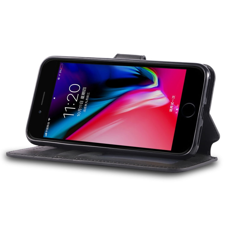 For iPhone 7 / 8 AZNS Calf Texture Magnetic Horizontal Flip PU Leather Case with Holder & Card Slots & Photo Frame(Black)