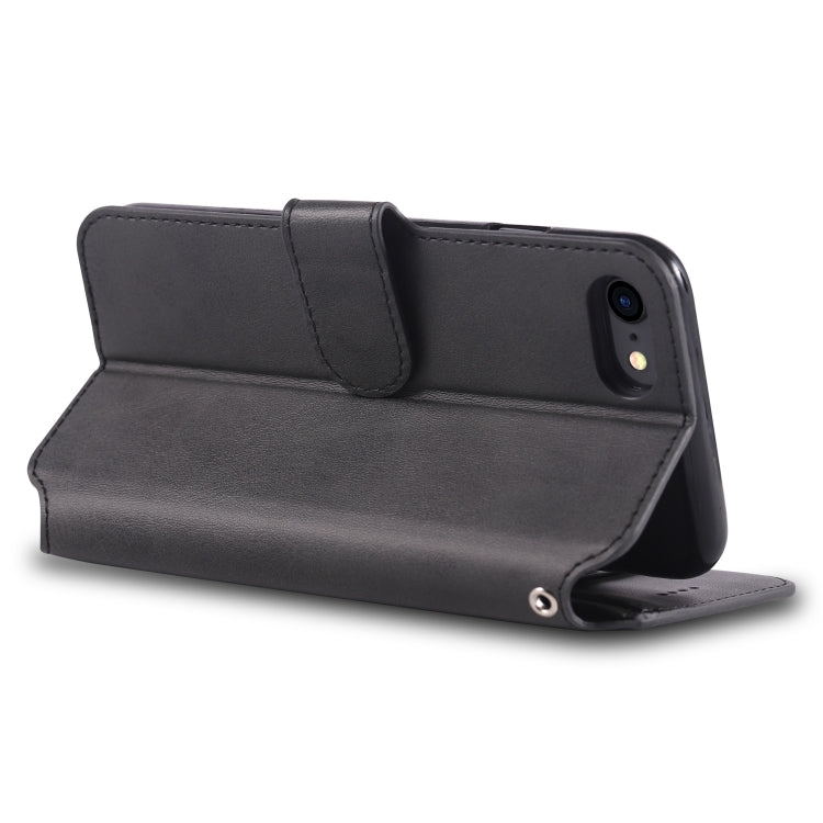 For iPhone 7 / 8 AZNS Calf Texture Magnetic Horizontal Flip PU Leather Case with Holder & Card Slots & Photo Frame(Black)