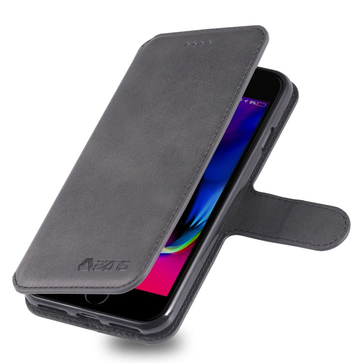 For iPhone 7 / 8 AZNS Calf Texture Magnetic Horizontal Flip PU Leather Case with Holder & Card Slots & Photo Frame(Black)