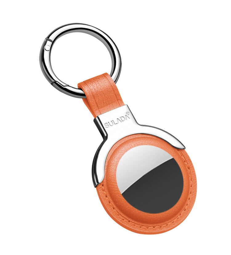 SULADA Leather Protective Cover Case with Switchable Keychain Ring For AirTag 2nd Gen / AirTag 1st Gen