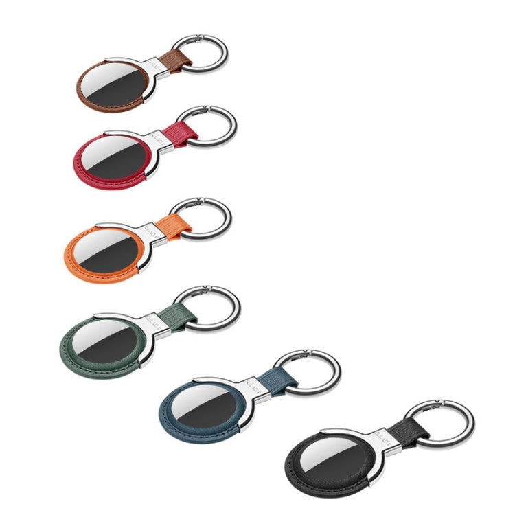 SULADA Leather Protective Cover Case with Switchable Keychain Ring For AirTag(Black)