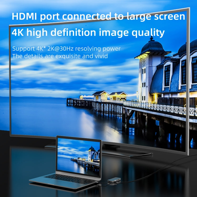 Basix BL10V 10 in 1 USB-C / Type-C to RJ45 + VGA + HDMI + 3.5mm AUX + SD / TF Card Slot + PD USB-C / Type-C + USB 3.0 + 2 USB 2.0 Ports Docking Station HUB