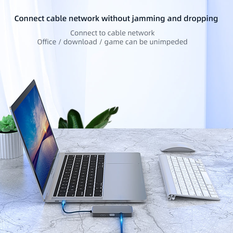 Basix BL10V 10 in 1 USB-C / Type-C to RJ45 + VGA + HDMI + 3.5mm AUX + SD / TF Card Slot + PD USB-C / Type-C + USB 3.0 + 2 USB 2.0 Ports Docking Station HUB