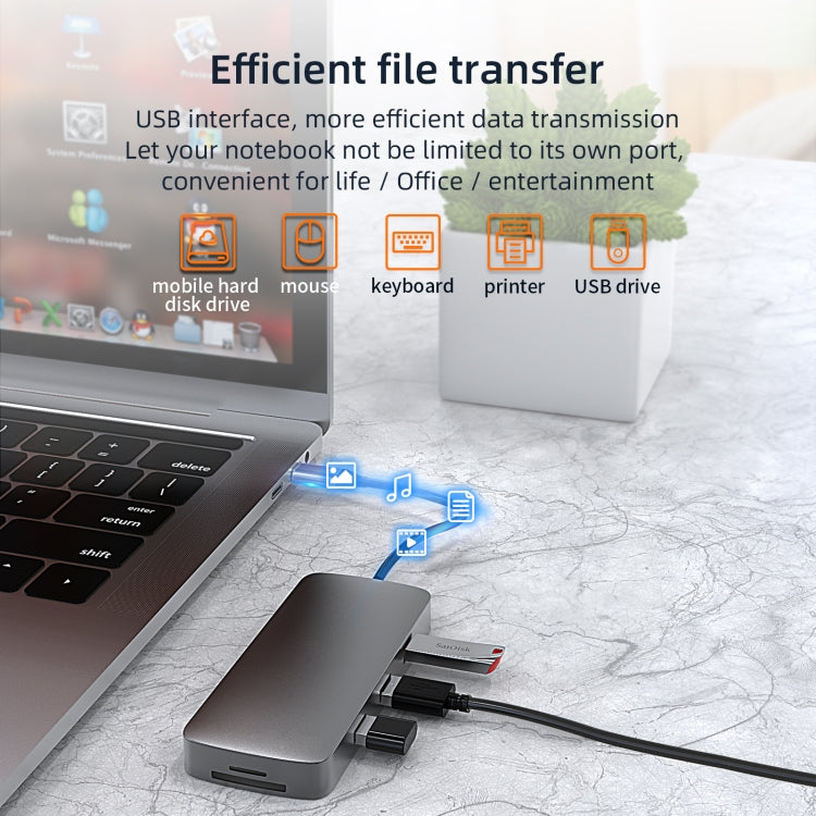 Basix BL10V 10 in 1 USB-C / Type-C to RJ45 + VGA + HDMI + 3.5mm AUX + SD / TF Card Slot + PD USB-C / Type-C + USB 3.0 + 2 USB 2.0 Ports Docking Station HUB