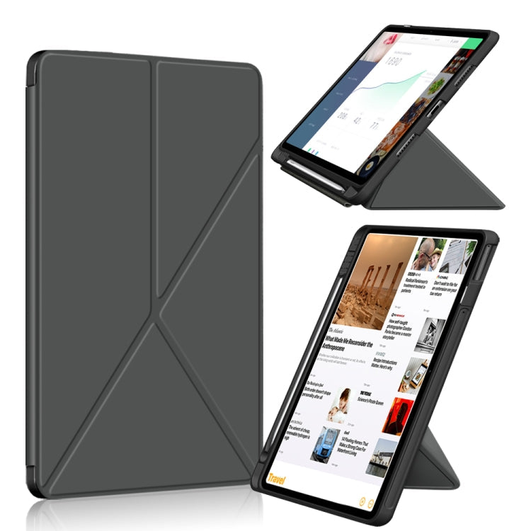 For Huawei MatePad 11 2021 Multi-folding Horizontal Flip PU Leather Shockproof Case with Holder & Sleep / Wake-up Function(Grey)