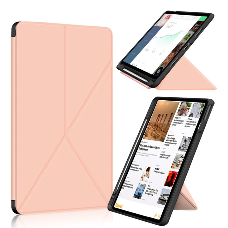 For Huawei MatePad 11 2021 Multi-folding Horizontal Flip PU Leather Shockproof Case with Holder & Sleep / Wake-up Function(Rose Gold)