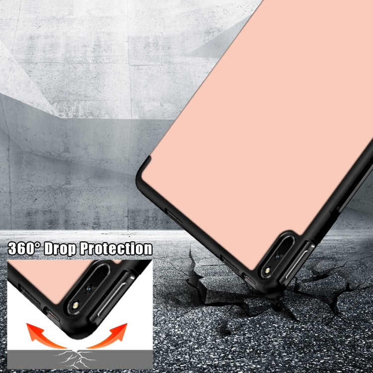 For Huawei MatePad 11 2021 Multi-folding Horizontal Flip PU Leather Shockproof Case with Holder & Sleep / Wake-up Function(Rose Gold)