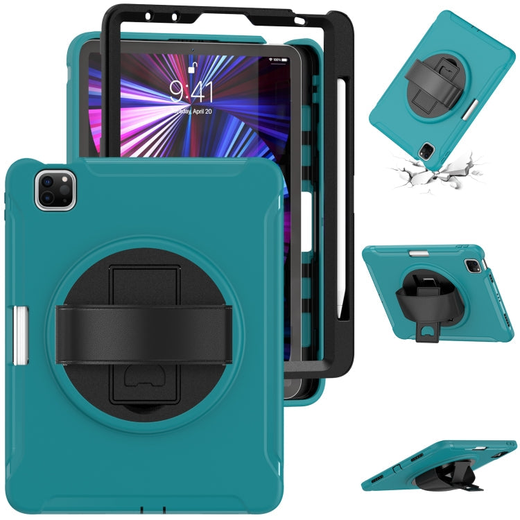 360 Rotation PC + TPU ablet Case with Holder & Strap For iPad Air 2020 / 2022 10.9 / Pro 11 2022 / 2021 / 2020 / 2018(Blue)