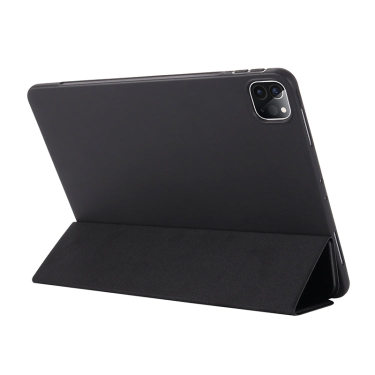 For iPad Pro 12.9 2022 / 2021 / 2020 / 2018 TPU Horizontal Flip Leather Tablet Case with Three-folding Holder(Black)