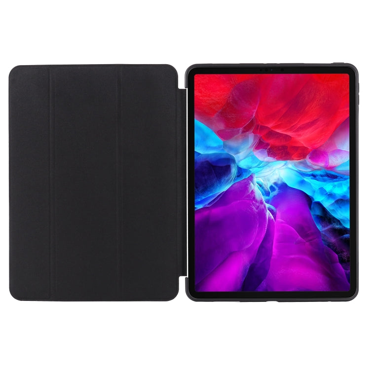 For iPad Pro 12.9 2022 / 2021 / 2020 / 2018 TPU Horizontal Flip Leather Tablet Case with Three-folding Holder(Black)