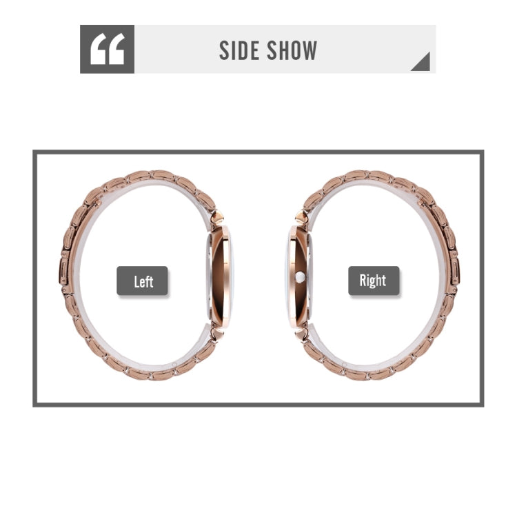 SKMEI 9198 Simple Roman Numeral Dial Metal Belt Quartz Watch for Couples(Rose Gold Men)