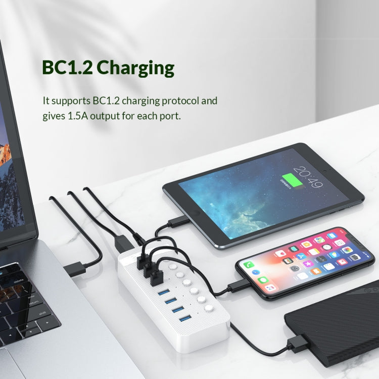 ORICO CT2U3-7AB-WH 7 In 1 Plastic Stripes Multi-Port USB HUB with Individual Switches,, CT2U3-7AB-BK UK Plug, CT2U3-7AB-WH UK Plug, CT2U3-7AB-BK EU Plug, CT2U3-7AB-WH EU Plug, CT2U3-7AB-BK AU Plug, CT2U3-7AB-WH AU Plug