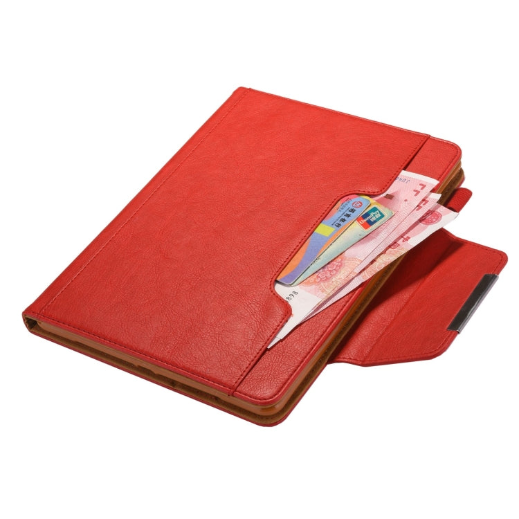 For iPad Pro 12.9 2022 / 2021 / 2020 / 2018 Solid Color Horizontal Flip Leather Tablet Case with Holder & Card Slot & Photo Frame & Wallet(Red)