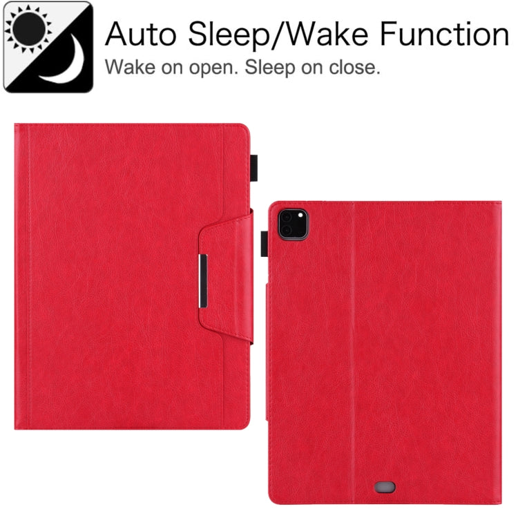 For iPad Pro 12.9 2022 / 2021 / 2020 / 2018 Solid Color Horizontal Flip Leather Tablet Case with Holder & Card Slot & Photo Frame & Wallet(Red)