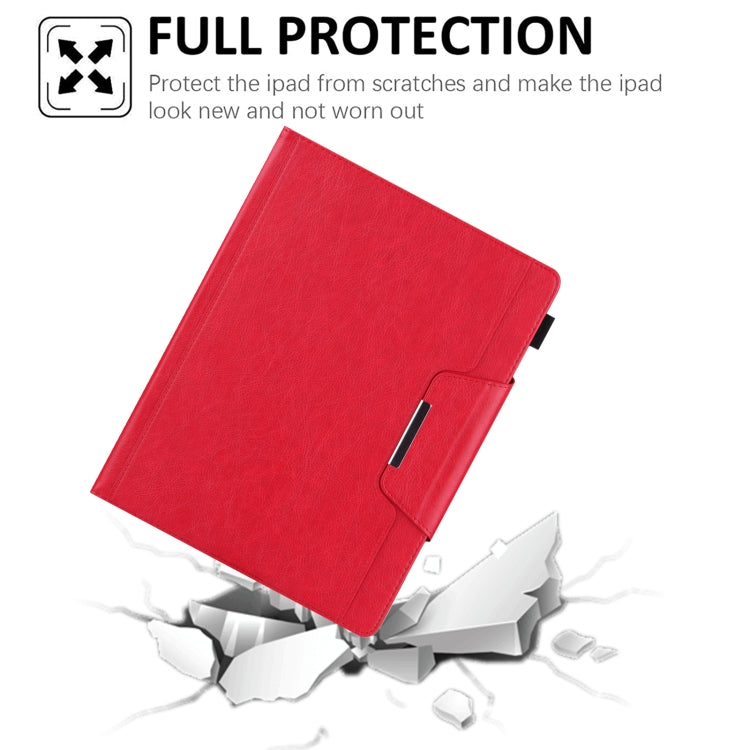 For iPad Pro 12.9 2022 / 2021 / 2020 / 2018 Solid Color Horizontal Flip Leather Tablet Case with Holder & Card Slot & Photo Frame & Wallet(Red)