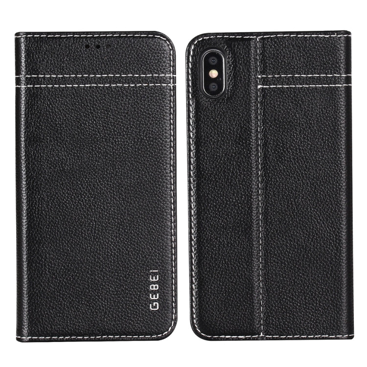 GEBEI Top-grain Leather Horizontal Flip Protective Case with Holder & Card Slots, For iPhone XS Max
