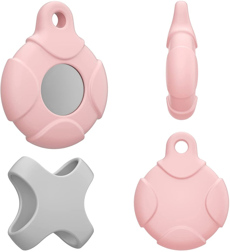 Waterproof Sealing Strip Anti-Scratch Shockproof Rugged Silicone Case For AirTag(Pink Grey)
