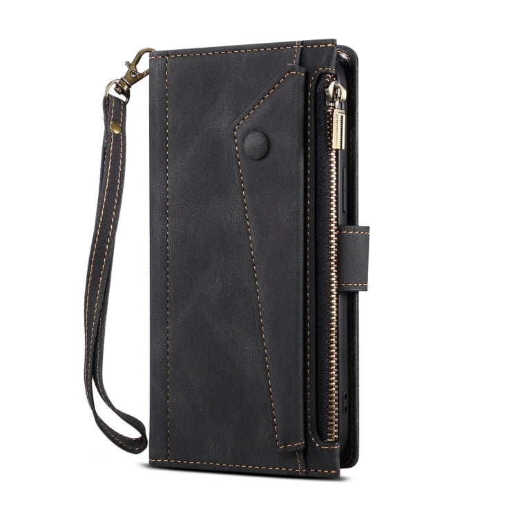 Retro Frosted Horizontal Flip Leather Case with Holder & Card Slot & Wallet & Zipper Pocket & Lanyard, For iPhone XS Max, For iPhone SE 2022 / SE 2020 & 8 & 7, For iPhone 6 & 6s, For iPhone 8 Plus & 7 Plus, For iPhone 6 Plus & 6s Plus, For iPhone 11