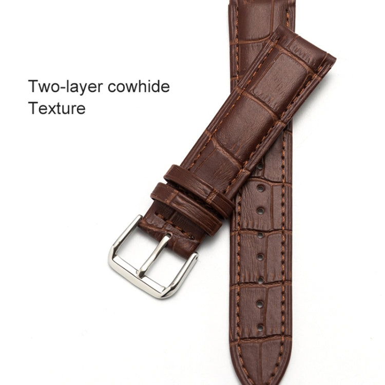 20mm Two-layer Cowhide Leather Bamboo Joint Texture Watch Band(Dark Brown)