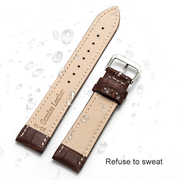 20mm Two-layer Cowhide Leather Bamboo Joint Texture Watch Band(Dark Brown)