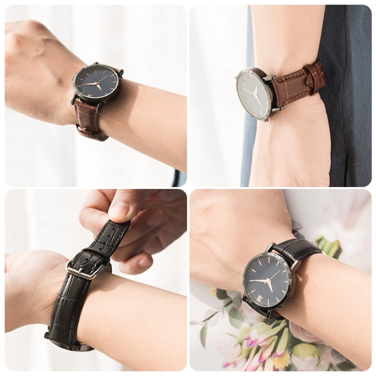 20mm Two-layer Cowhide Leather Bamboo Joint Texture Watch Band(Dark Brown)