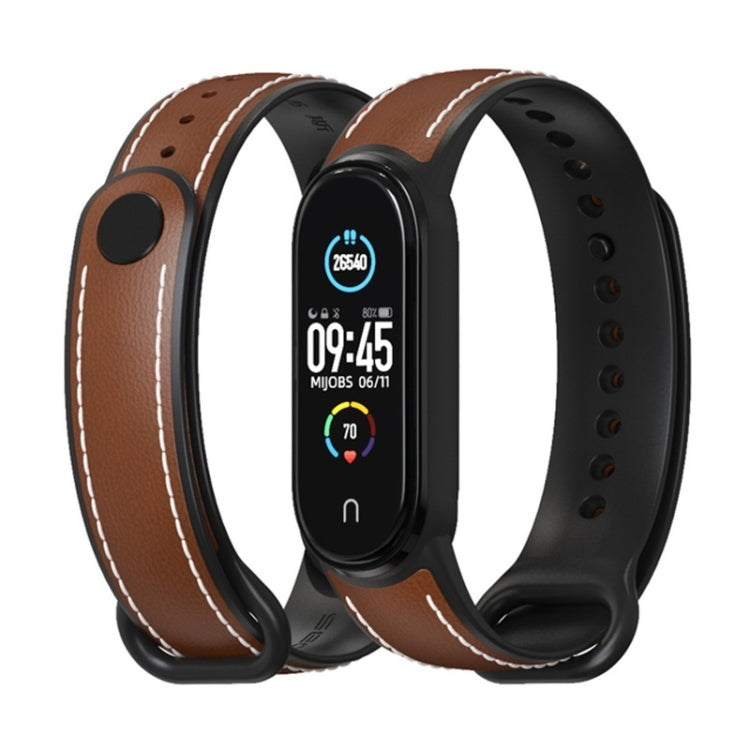 MIJOBS TPU + Leather Replacement Strap Watchband, For Xiaomi Mi Band 5 / 6