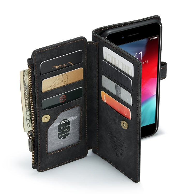 CaseMe-C30 PU + TPU Multifunctional Horizontal Flip Leather Case with Holder & Card Slot & Wallet & Zipper Pocket, For iPhone 8 Plus & 7 Plus & 6 Plus, For iPhone SE 2022 / SE 2020 / 8 / 7 / 6, For iPhone 11, For iPhone 11 Pro, For iPhone 11 Pro Max   ...