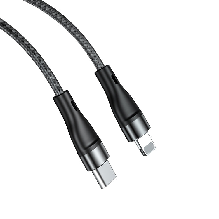 ADC-003 USB-C / Type-C to 8 Pin PD Fast Charging Weave Data Cable for iPhone, iPad, Length:1m(Black)