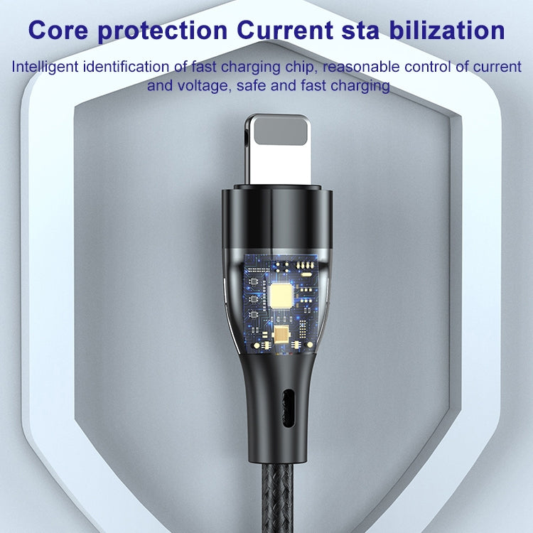 ADC-003 USB-C / Type-C to 8 Pin PD Fast Charging Weave Data Cable for iPhone, iPad, Length:1m(Black)