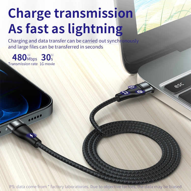 ADC-003 USB-C / Type-C to 8 Pin PD Fast Charging Weave Data Cable for iPhone, iPad, Length:1m(Black)