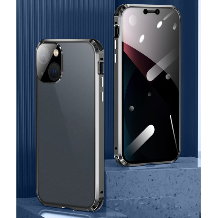 Four-corner Shockproof Anti-peeping Magnetic Metal Frame Double-sided Tempered Glass Case, For iPhone 13 Pro, For iPhone 13 Pro Max