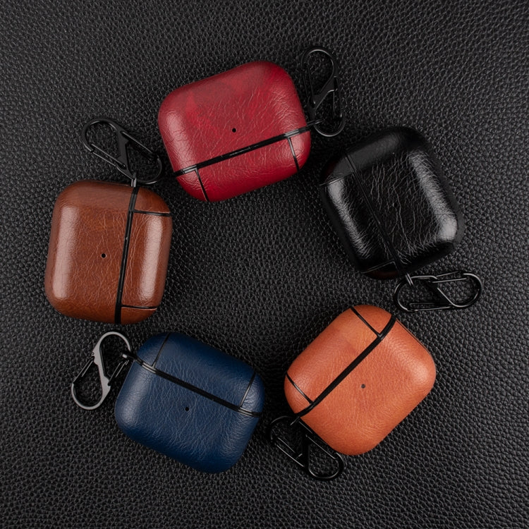 Wireless Earphone Leather Shockproof Protective Case for AirPods 3(Orange)