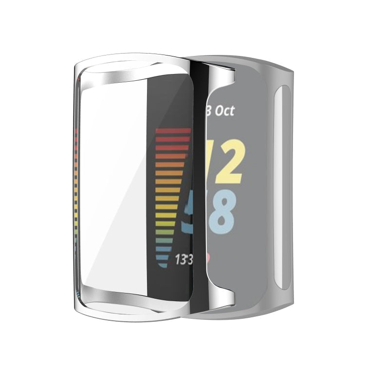 For Fitbit Charge 5 Full Coverage TPU Electroplating Protective Case Cover(Silver)