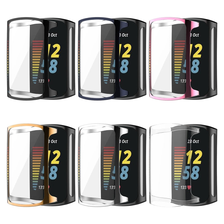 For Fitbit Charge 5 Full Coverage TPU Electroplating Protective Case Cover(Silver)