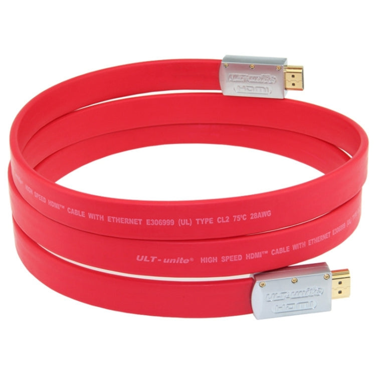 ULT-unite 4K Ultra HD Gold-plated HDMI to HDMI Flat Cable, Cable Length:10m(Red)
