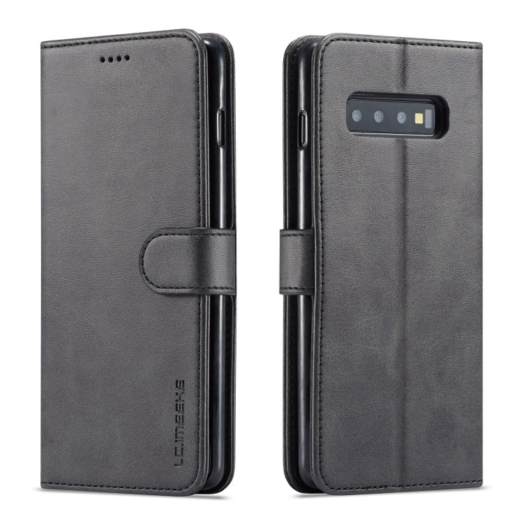 For Galaxy S10 LC.IMEEKE Calf Texture Horizontal Flip Leather Case, with Holder & Card Slots & Wallet(Black)