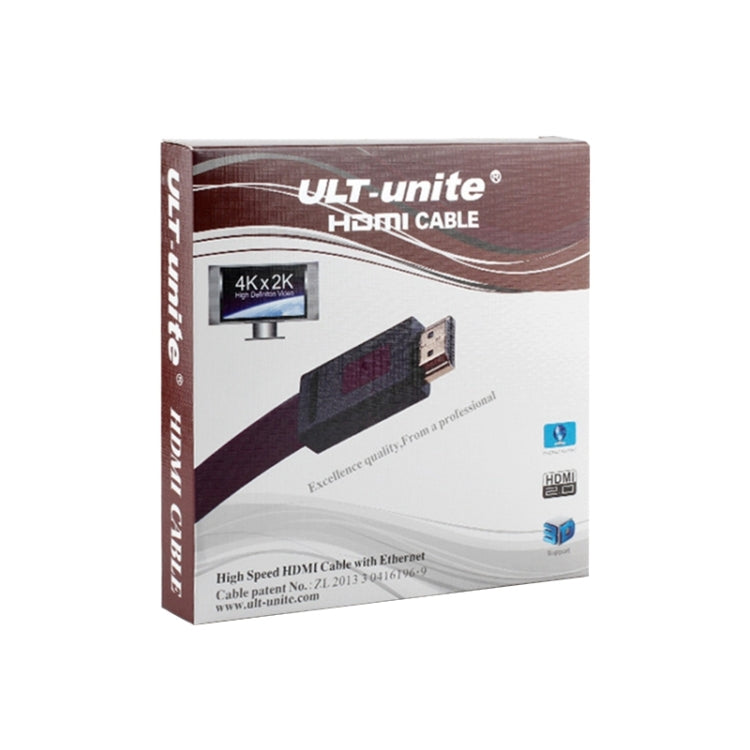 ULT-unite 4K Ultra HD Gold-plated HDMI to HDMI Flat Cable, Cable Length:10m(Transparent Purple)