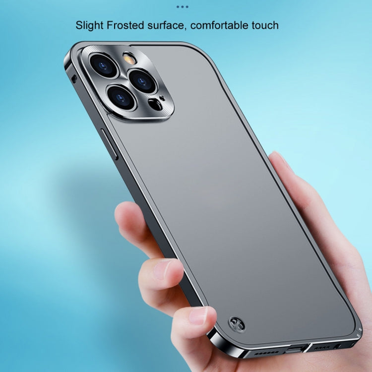 For iPhone 13 Pro Metal Frame Frosted PC Shockproof Phone Case (Ocean Blue)